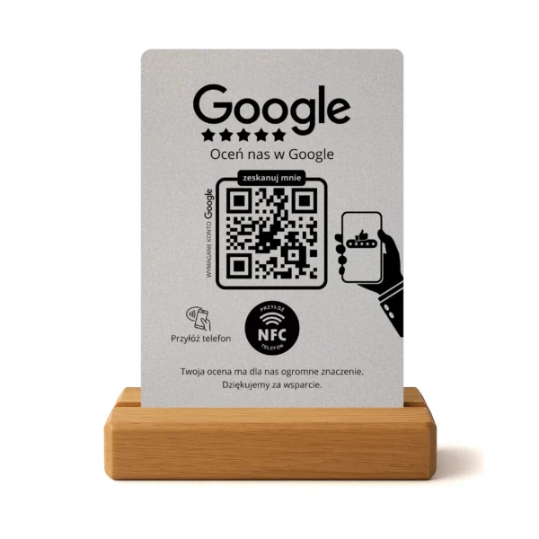 Prezenter opinii Google – stalowy stojak QR & NFC