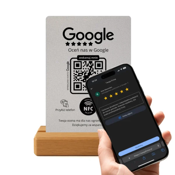 Prezenter opinii Google – stalowy stojak QR & NFC - obrazek 3