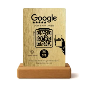 Prezenter opinii Google – złoty szczotkowany QR & NFC