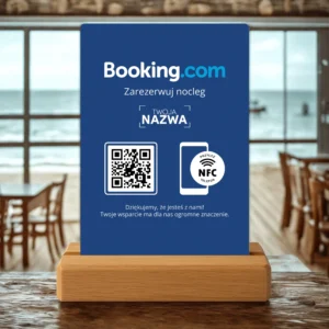 Personalizowany prezenter Booking z NFC QR nad wodą