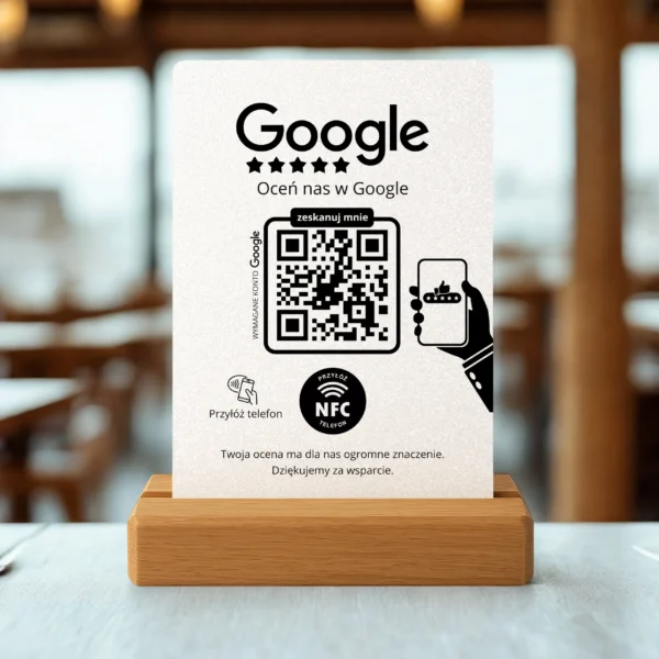 Prezenter do opinii Google Biały Brokat– NFC i QR - obrazek 5