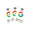 Trzy białe karty NFC do opinii Google – wachlarzowy układ