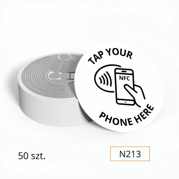 Tag NFC do opinii Google 50 szt. – Tap your phone here – NTAG213
