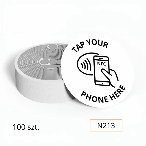 Tag NFC do opinii Google 100 szt. – Tap your phone here – NTAG213