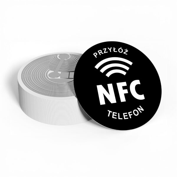 Czarna naklejka NFC „Przyłóż telefon” – model N213