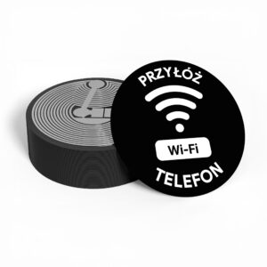 Naklejka NFC Wi-Fi czarna okrągła – przyłóż telefon