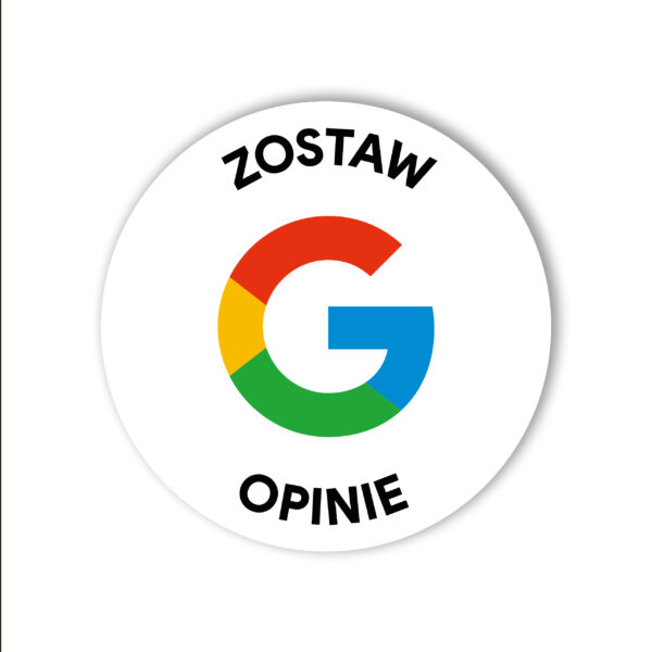 Tag NFC „Zostaw opinię” – okrągła biała naklejka do opinii Google