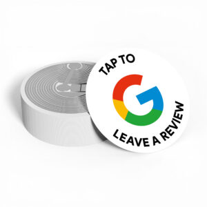 Tag NFC „Tap to Leave a Review” – naklejka na rolce z anteną NFC