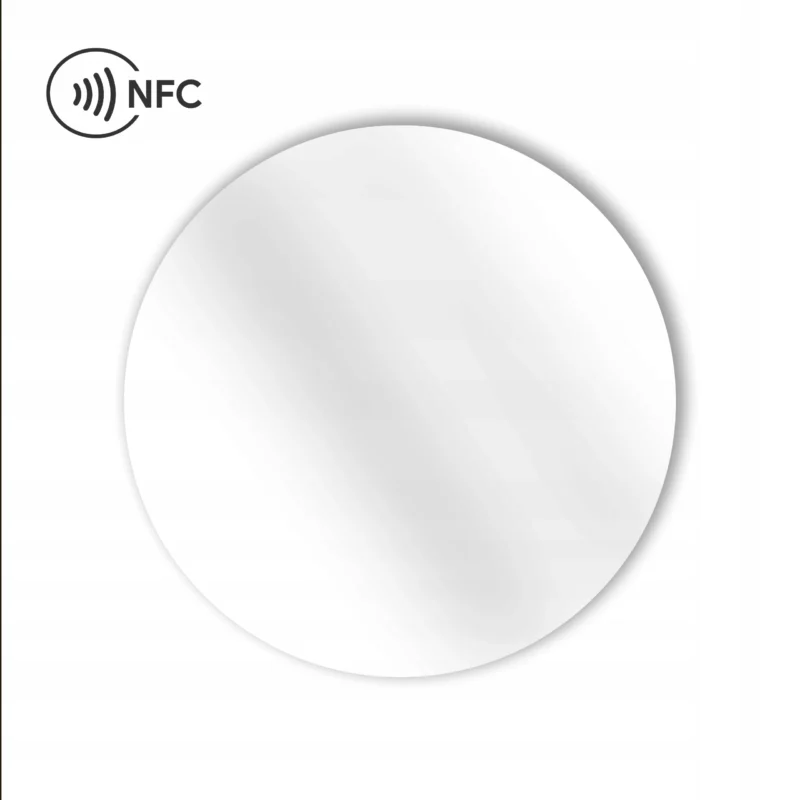 Biała okrągła naklejka NFC antymetal NTAG215 25 mm bez nadruku