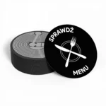 Czarna naklejka NFC Sprawdź Menu antymetal NTAG215 25 mm