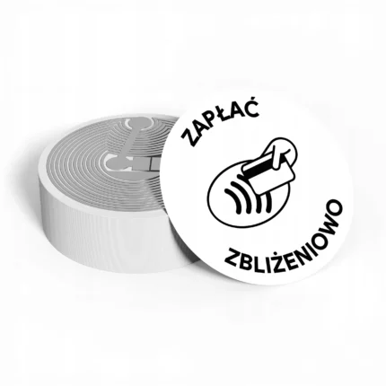 Biała naklejka NFC Zapłać zbliżeniowo NTAG215 25 mm