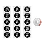 Czarne naklejki NFC Przyłóż telefon NTAG215 25 mm w zestawie