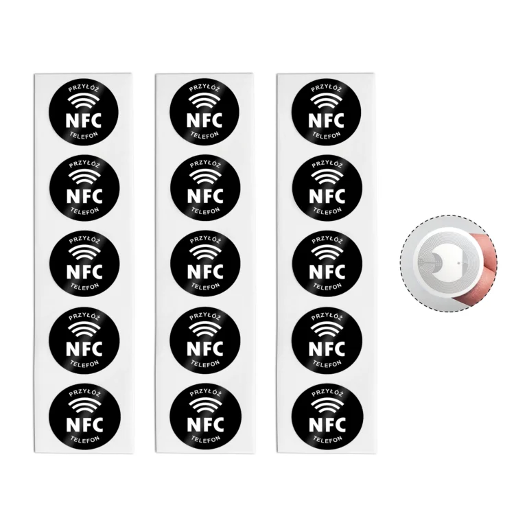 Czarne naklejki NFC Przyłóż telefon NTAG215 25 mm w zestawie