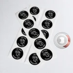 Zestaw czarnych naklejek NFC Tap Your Phone Here 25 mm
