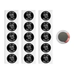 Czarne naklejki NFC Tap Your Phone Here antymetal NTAG215 25 mm w zestawie