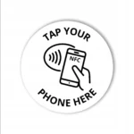 Biała naklejka NFC Tap Your Phone Here NTAG215 25 mm