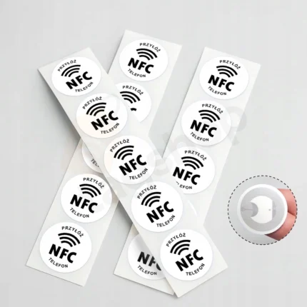 Naklejki NFC Przyłóż telefon białe NTAG215 w zestawie