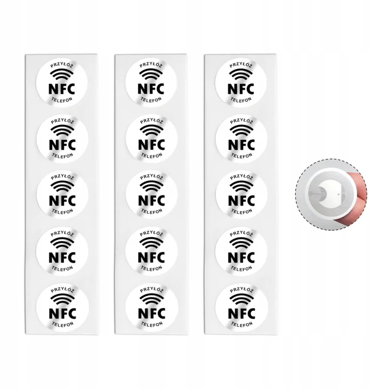 Białe naklejki NFC Przyłóż telefon NTAG215 25 mm na arkuszu