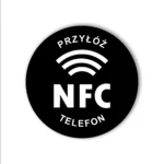Czarna naklejka NFC Przyłóż telefon NTAG215 25 mm
