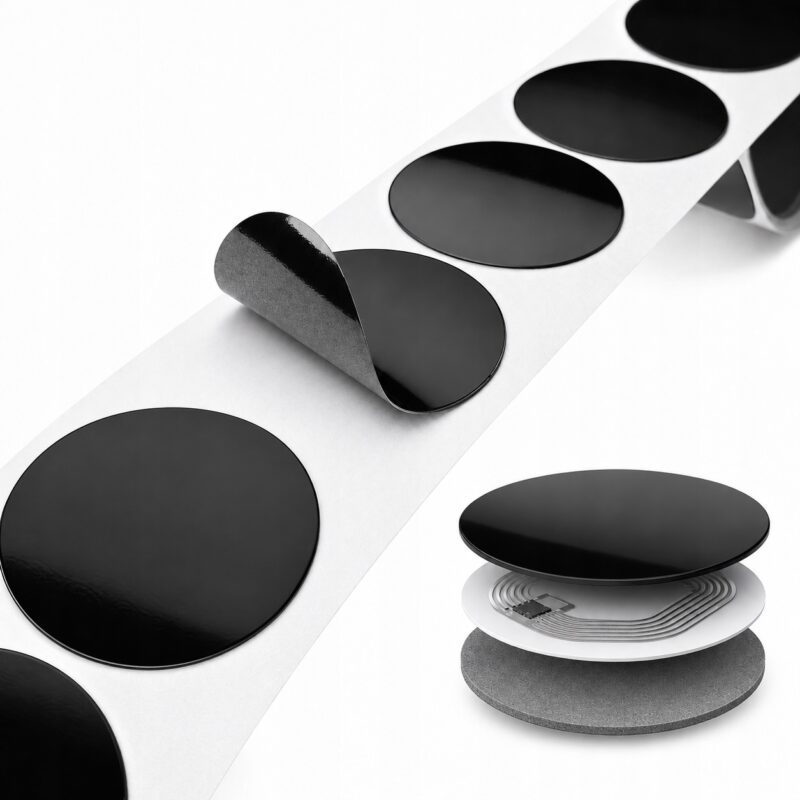 Naklejka NFC NTAG215 antymetal czarna Ø25 mm