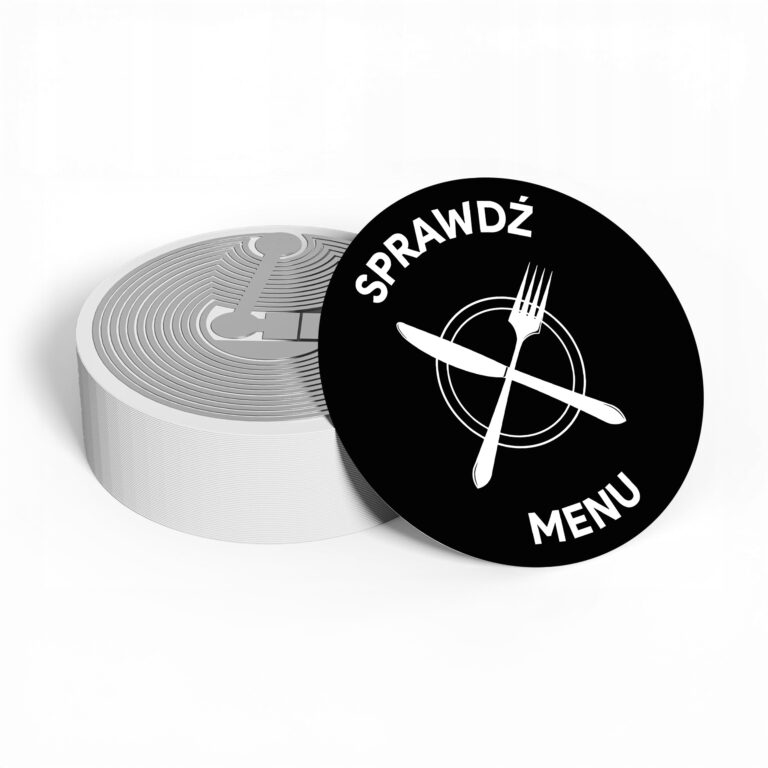 Czarna naklejka NFC Sprawdź Menu NTAG215 25 mm