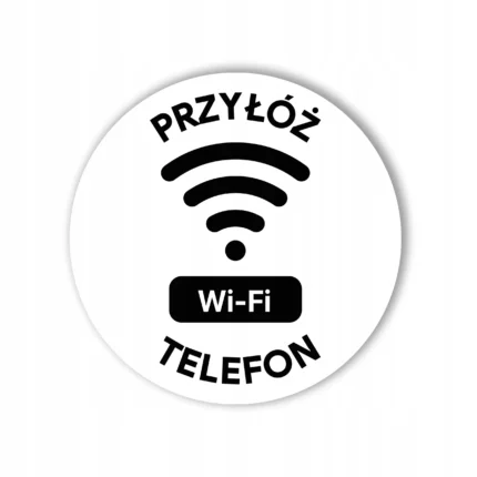 Biała naklejka NFC WiFi „Przyłóż telefon” NTAG215 25 mm