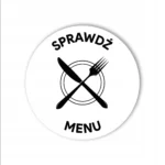 Biała okrągła naklejka NFC z napisem Sprawdź Menu