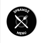 Czarna okrągła naklejka NFC z napisem Sprawdź Menu