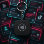 Tył czarnego breloka NFC TikTok