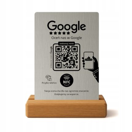 Stojak Stand NFC QR Google Opinie zbieranie opinii szary