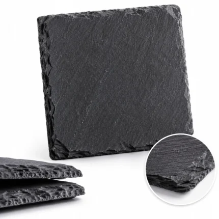 Close-up of the surface and irregular edges of a slate washer