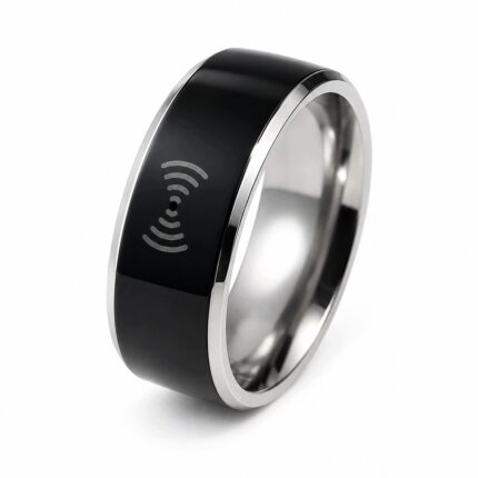 Czarny pierścionek NFC Smart Ring, rozmiar 7 (17,3 mm)