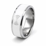 Biały pierścionek NFC Smart Ring, rozmiar 7 (17,3 mm)