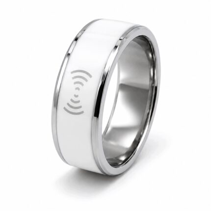 Biały pierścionek NFC Smart Ring, rozmiar 7 (17,3 mm)