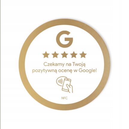 White-gold round NFC sticker Google Reviews Ø5.5 cm