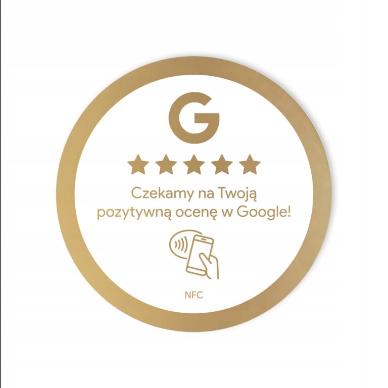 White-gold round NFC sticker Google Reviews Ø5.5 cm