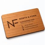Wooden NFC business card with engraved logo