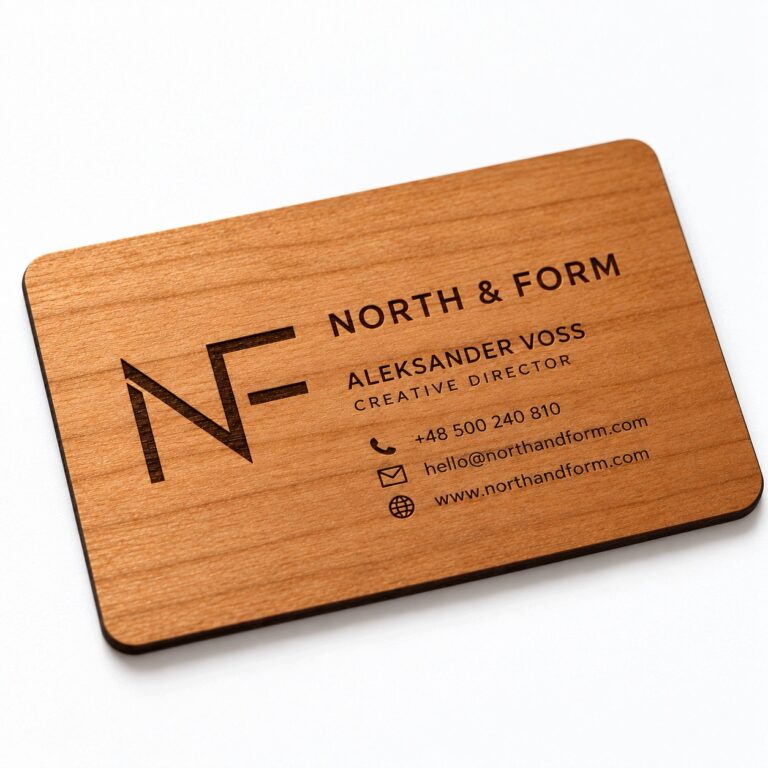 Wooden NFC business card with engraved logo