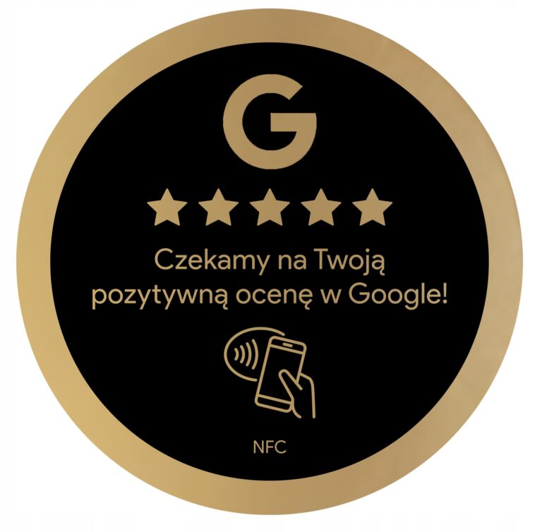 Black-gold round NFC sticker Google Reviews Ø5.5 cm