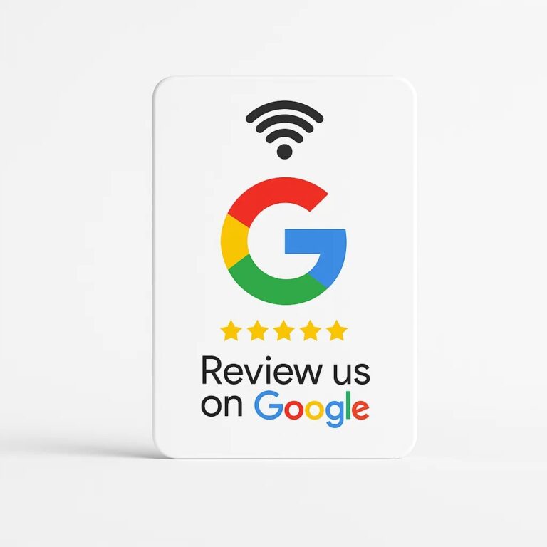 White NFC card Review us on Google