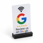 NFC stand with the Review card on Google